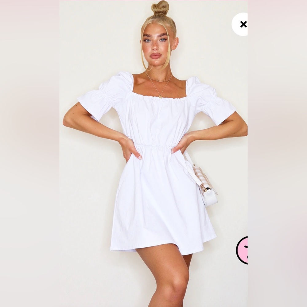 Pretty Little Thing Square Neck White Dress